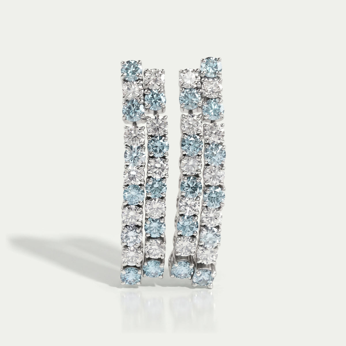 Blue Round Cut Lab Diamond Double Row Earrings Earring