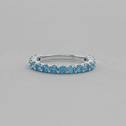 Pink Round Cut Lab Diamond Half Eternity Wedding Ring