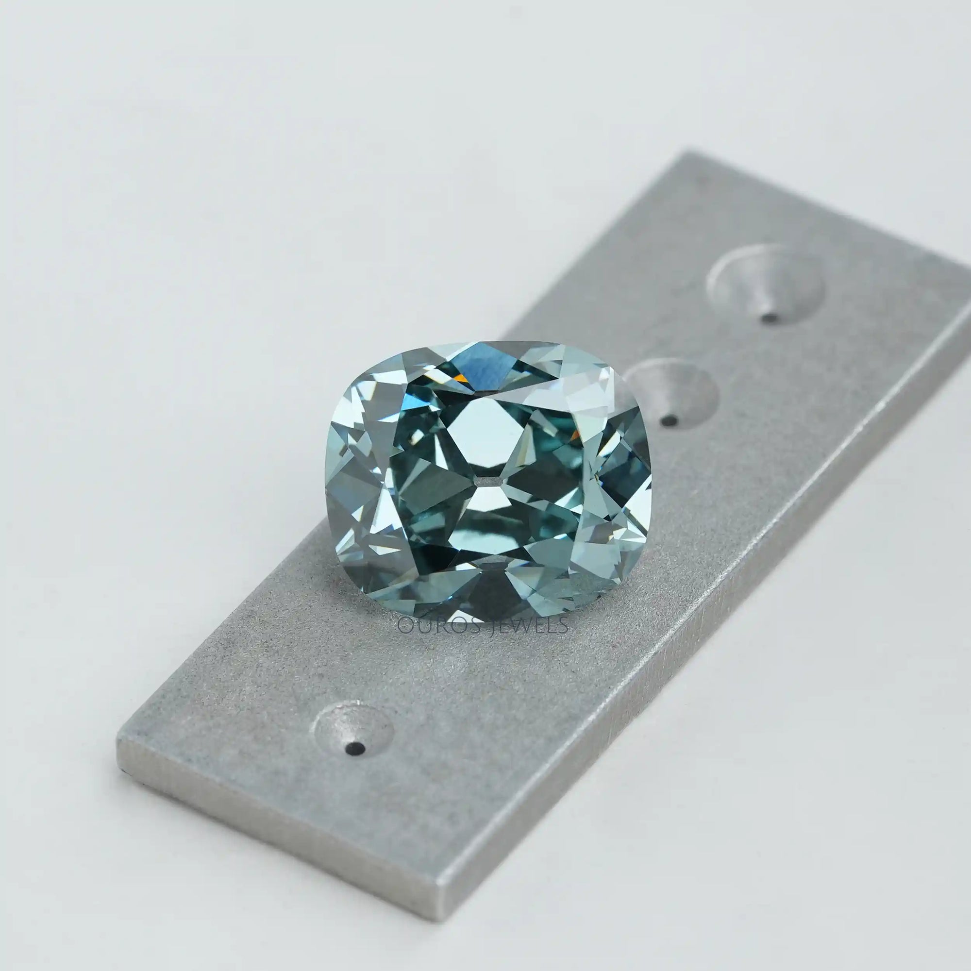 7.16 Carat Fancy Vivid Bluish Green Cushion Cut Lab Diamond Loose