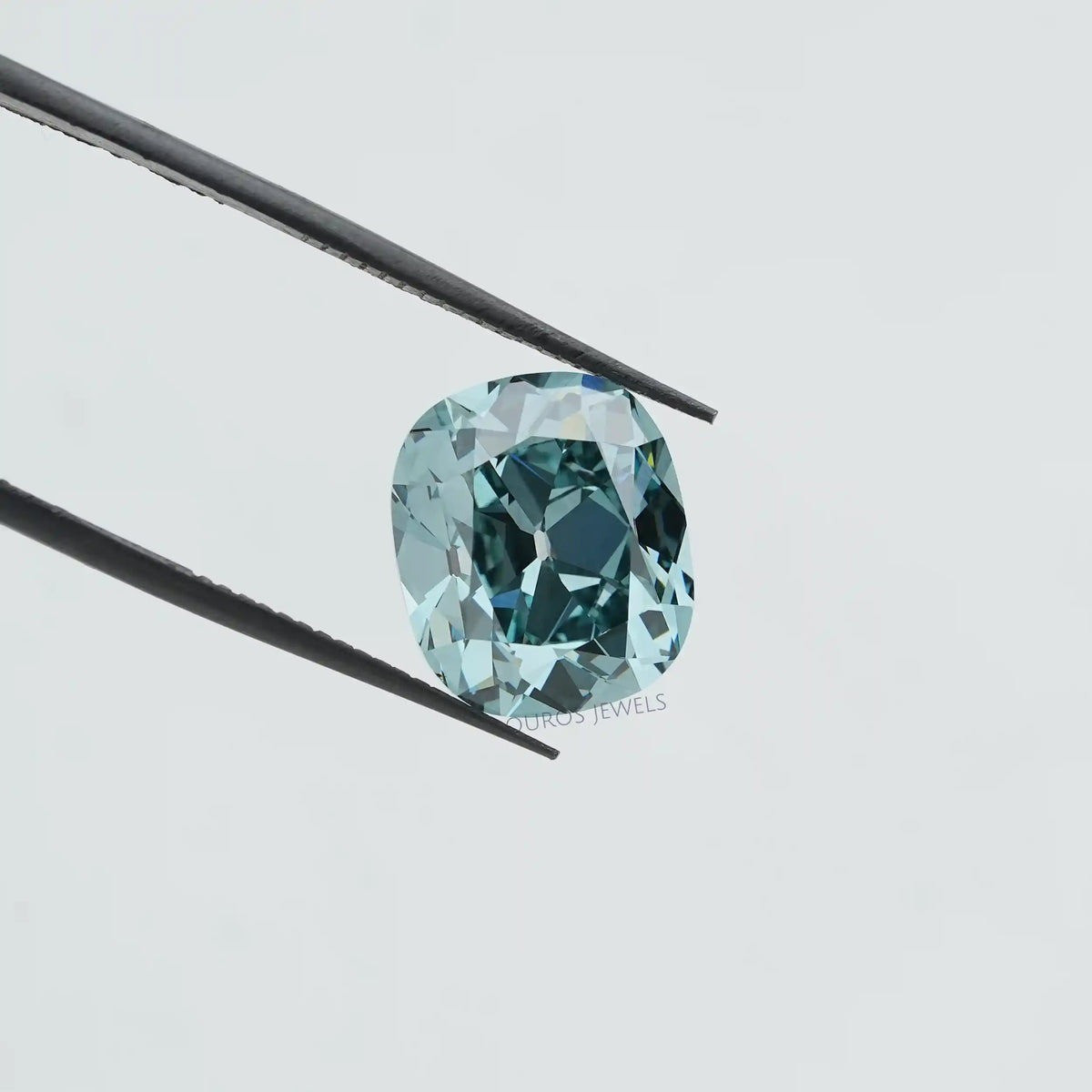 7.16 Carat Fancy Vivid Bluish Green Cushion Cut Lab Diamond Loose