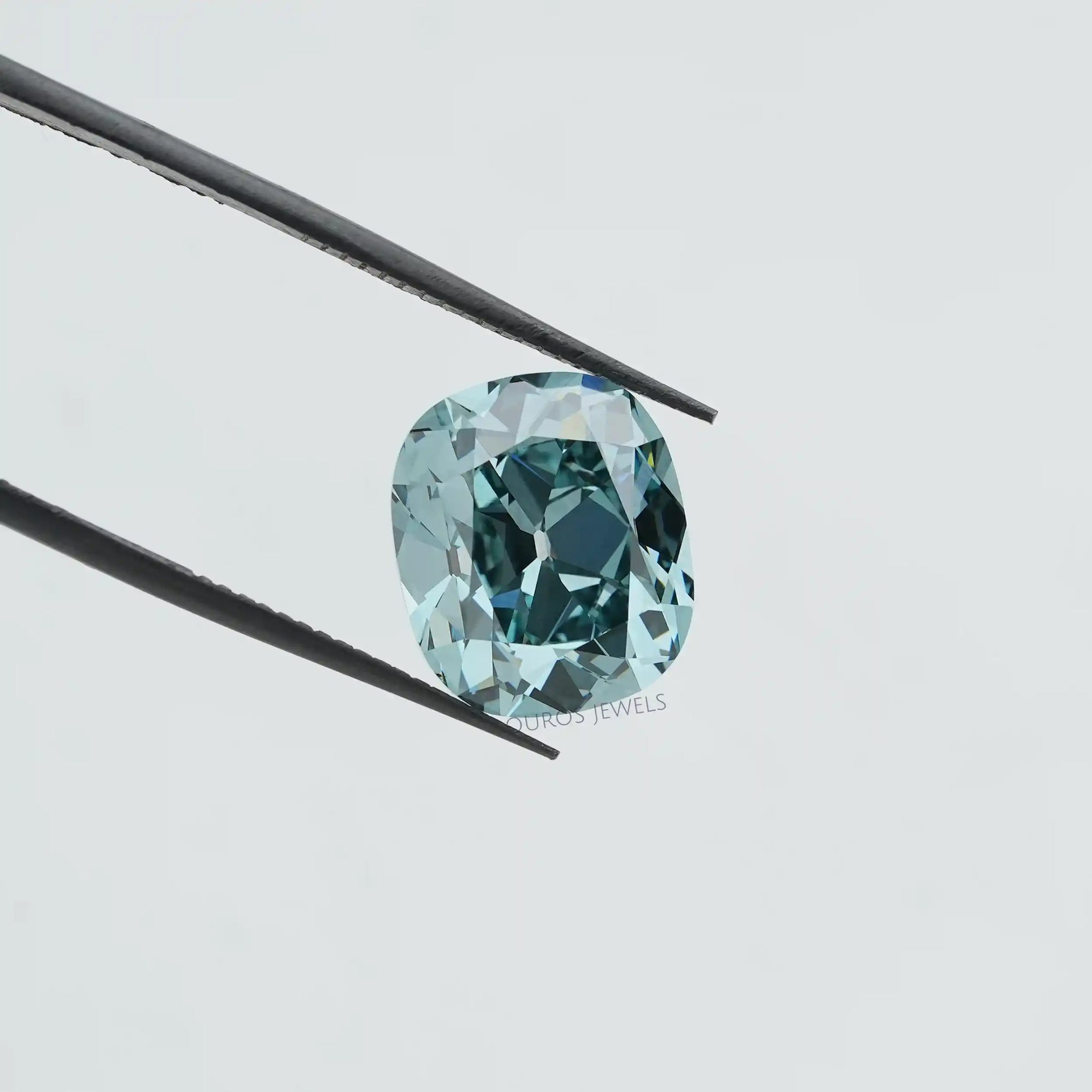 7.16 Carat Fancy Vivid Bluish Green Cushion Cut Lab Diamond Loose