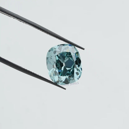 7.16 Carat Fancy Vivid Bluish Green Cushion Cut Lab Diamond Loose