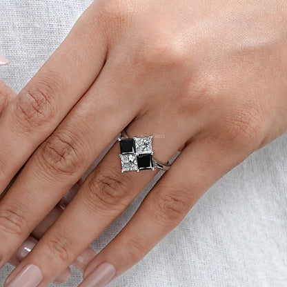 Princess Cut Black Diamond Anniversary Rings Ring