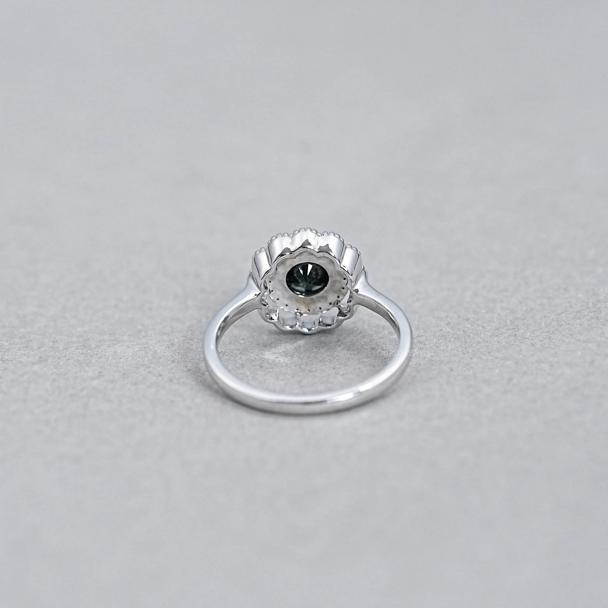 Double Halo Round Shape Black Diamond Engagement Ring Rings