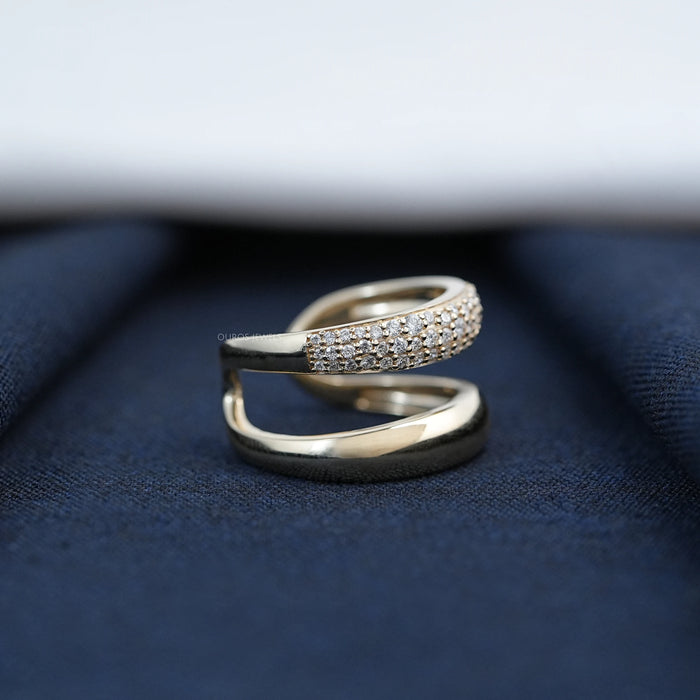 Gold Double Domed Open Cuff Ring 