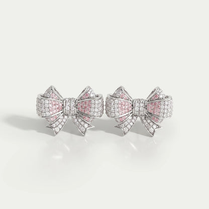 Bow Shape Round Cut cluster Diamond Stud Earrings Earring