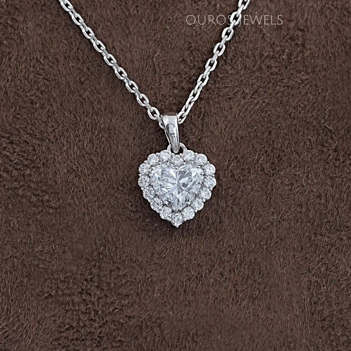 Heart Shape Lab Grown Diamond Halo Pendant