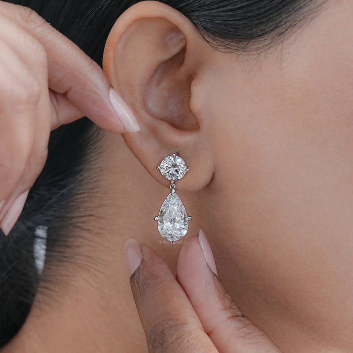 Two Stone Lab Diamond Drop Earrings