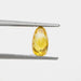 1.80 carat briolette cut diamond lab grown gemstone yellow held with tweezer