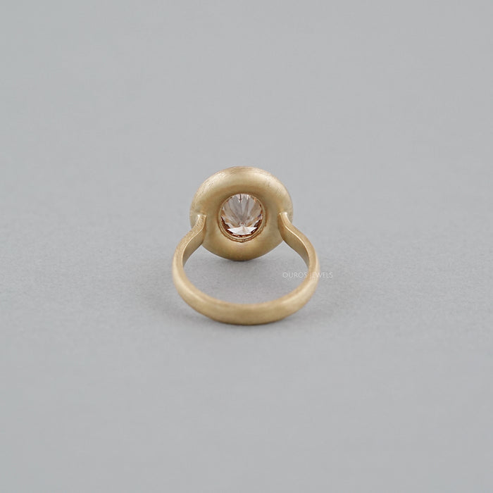 Brown Oval Cut Lab Diamond Bezel Set Engagement Ring