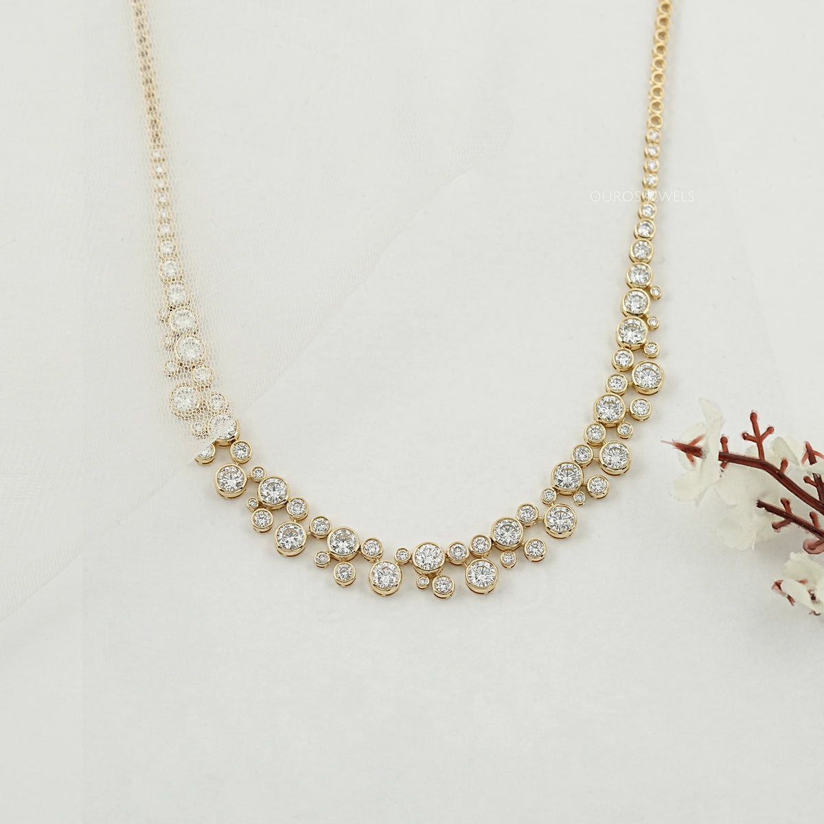 Pear Shaped Lab Grown Diamond Tennis Necklace