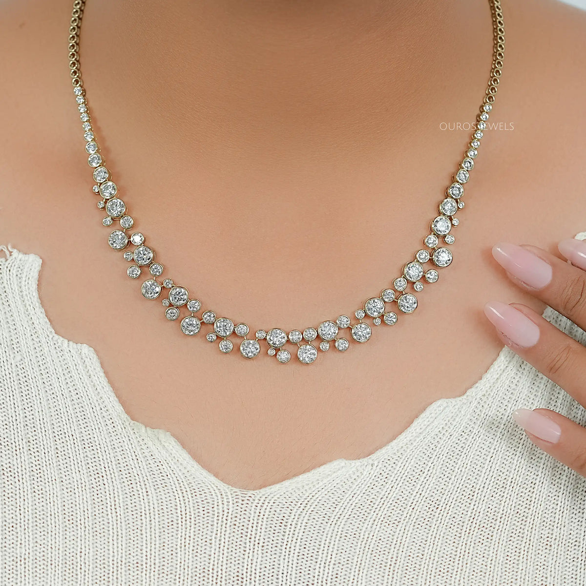 Pear Shaped Lab Grown Diamond Tennis Necklace