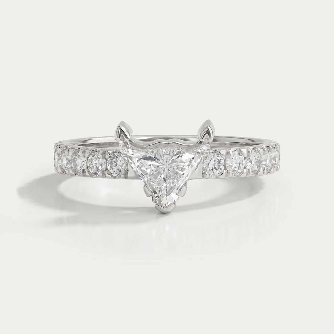 Bull Cut Lab Grown Solitaire Accent Diamond Engagement Ring