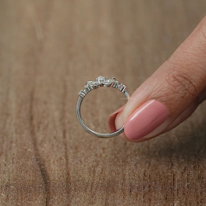 Pear Diamond Butterfly Shaped Wedding Ring