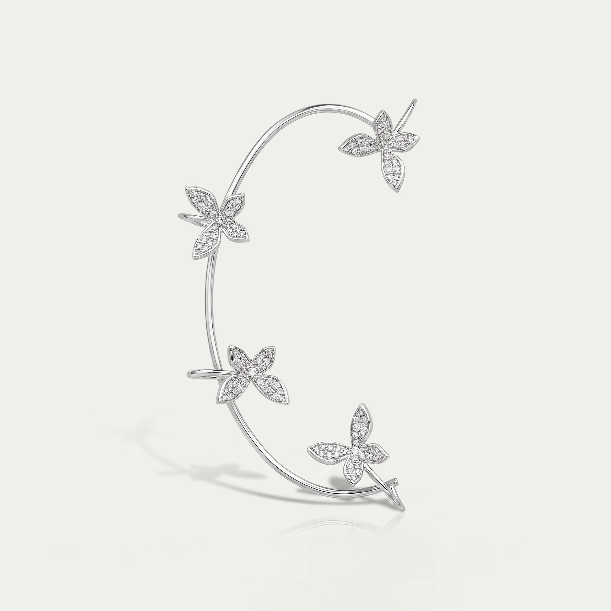 Butterfly Shape Round Cut Diamond Ear Cuff Earrings
