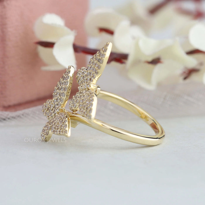 Butterfly Shape Round  Cluster Diamond Anniversary Ring