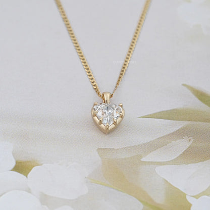 Old Mine Heart Lab Diamond Solitaire Pendant Necklaces