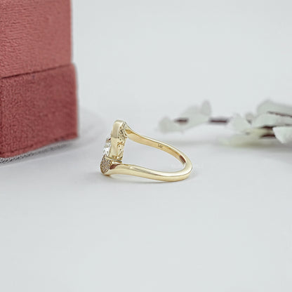 Old Mine Cushion Cut Diamond Accent Bypass Ring Rings