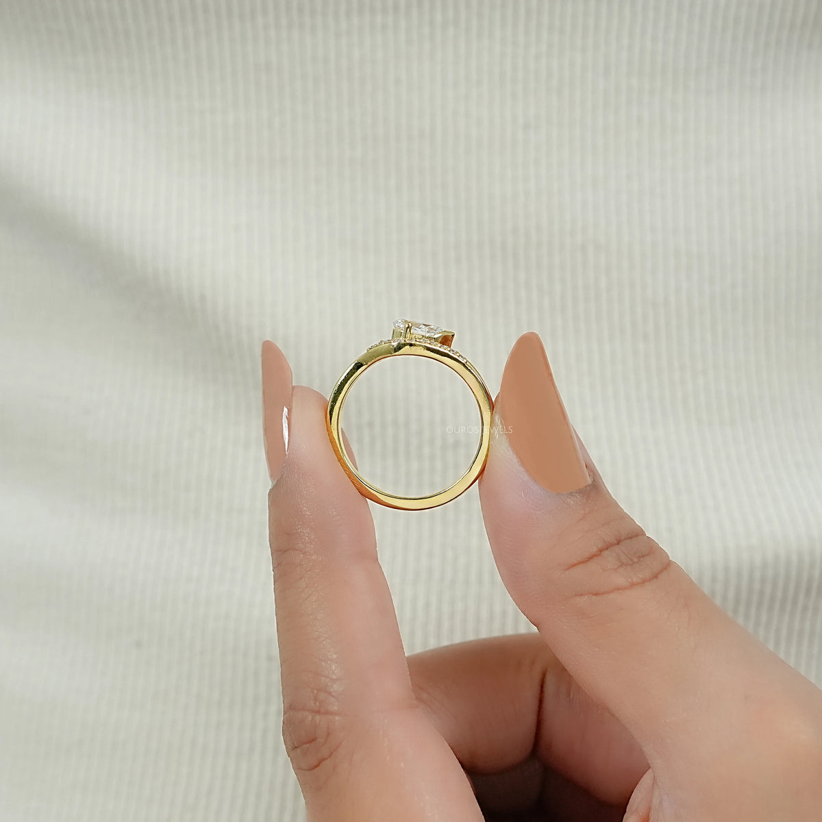 Old Mine Pear Lab Diamond Split Shank Bypass Ring Ring