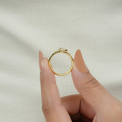 Old Mine Pear Lab Diamond Split Shank Bypass Ring Ring