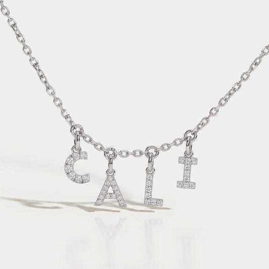 CALI Letter Round Diamond Customize Pendant Necklaces