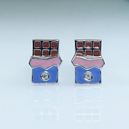 Chocolate Shape Enamel Earrings For Kids