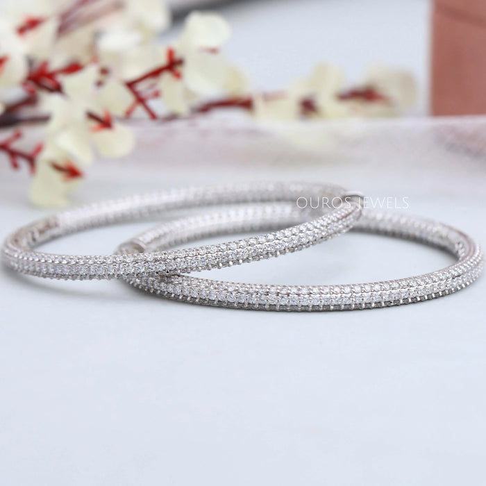Micro Pave Round Lab Diamond Hoop Earrings