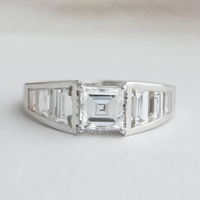 Square Carre Cut Lab Grown Diamond Accent Ring