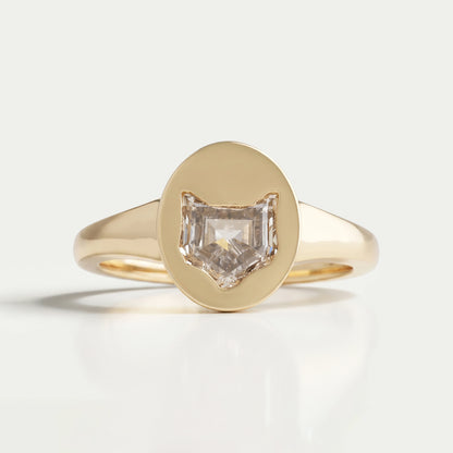 Cat Face Lab Diamond Bezel Set Solitaire Ring