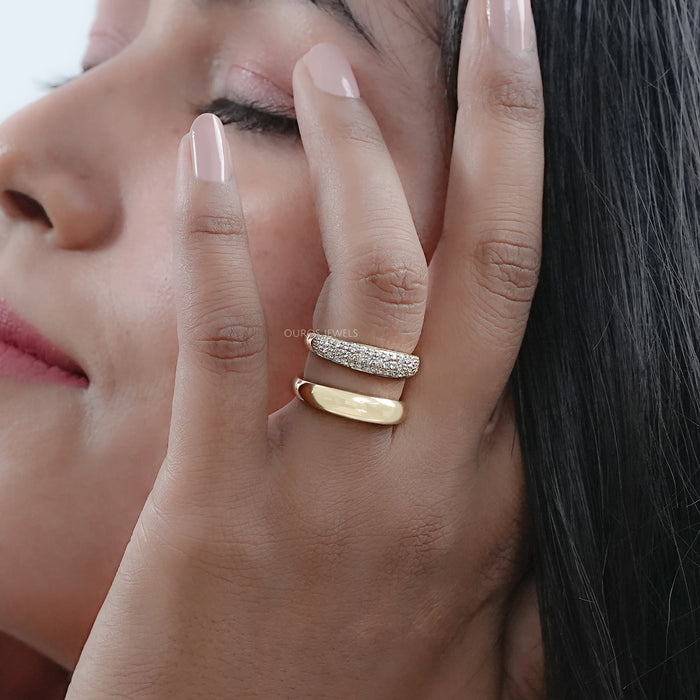 Gold Double Domed Open Cuff Ring 