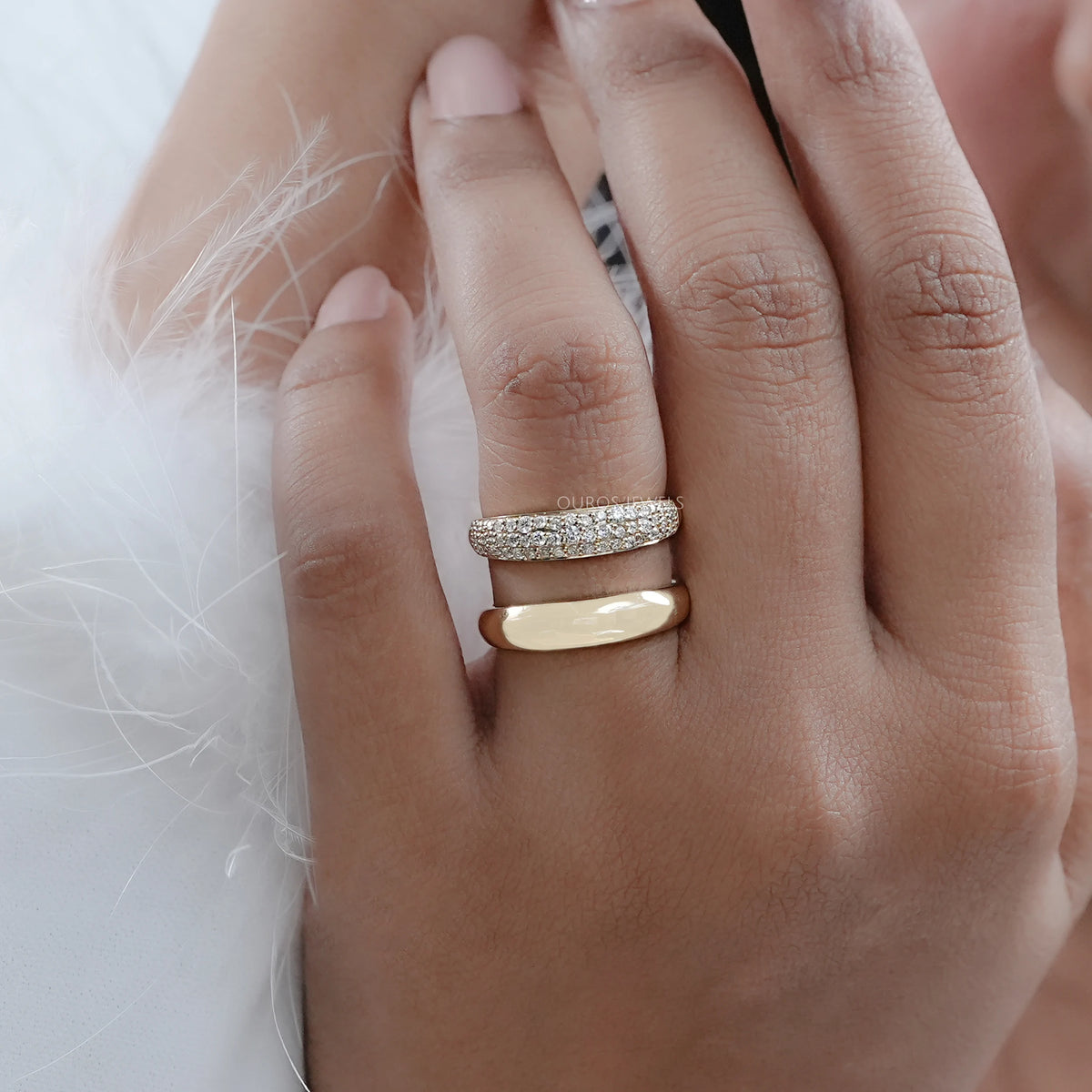 Gold Double Domed Open Cuff Ring