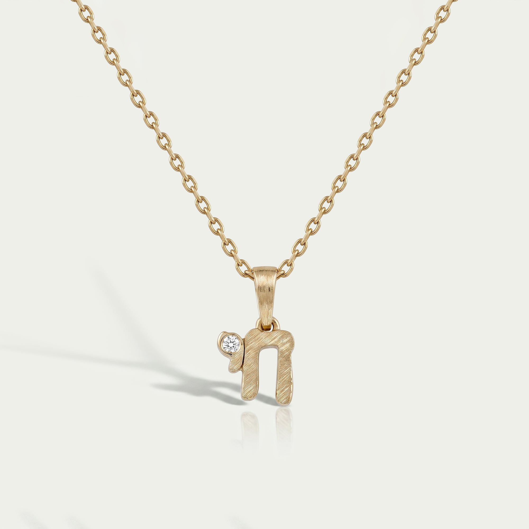 Round Diamond Chai Charm Pendant Necklaces