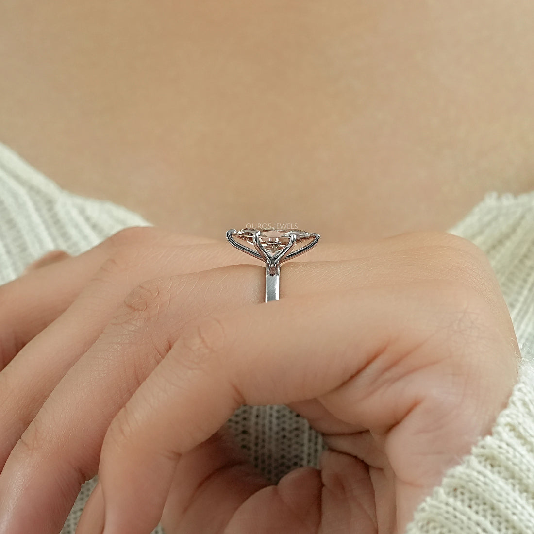 Champagne Marquise Lab Diamond Solitaire Ring Ring