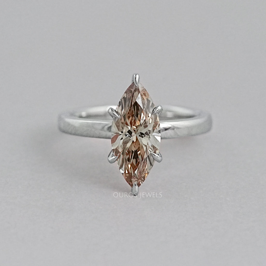 Champagne Marquise Lab Diamond Solitaire Ring Ring