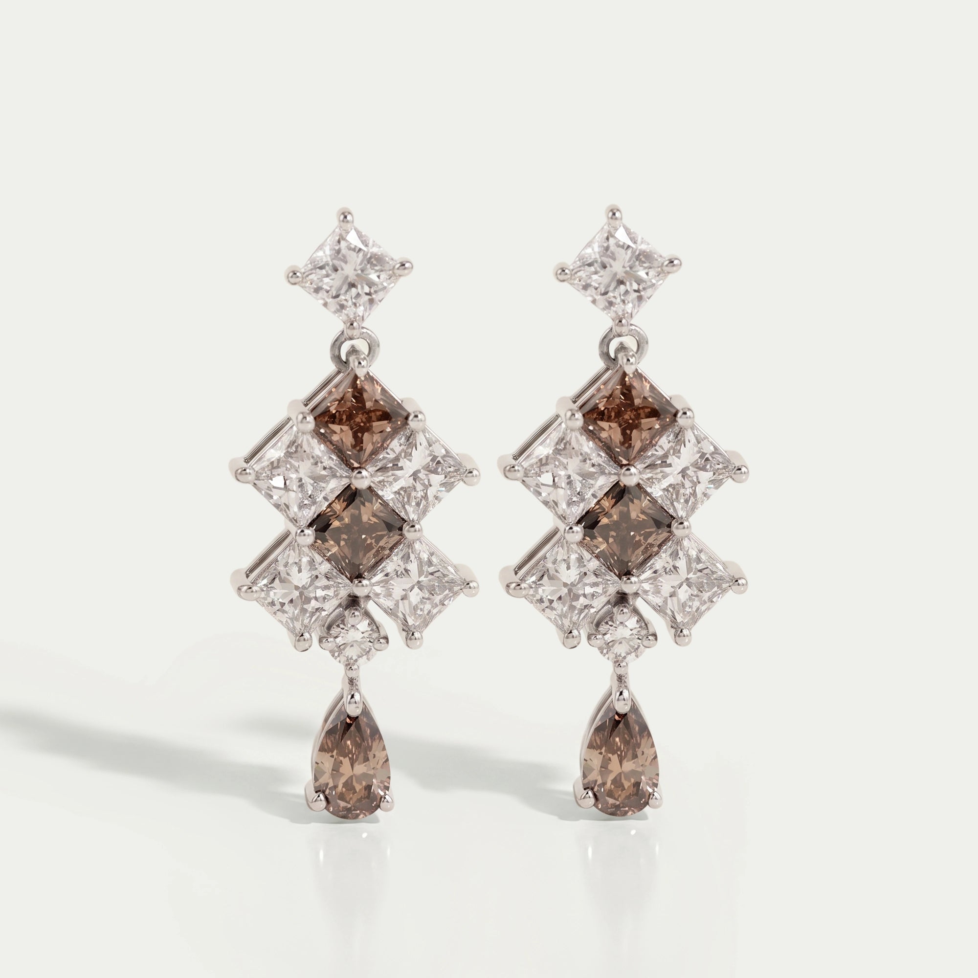 Champagne Princess Cut Lab Diamond Drop Earrings Earrings