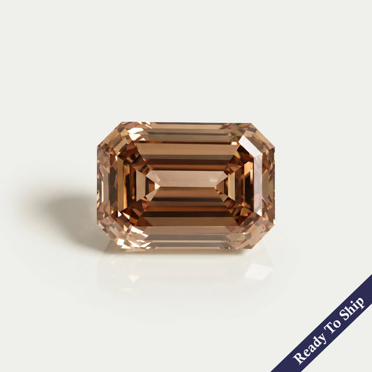 Champagne Emerald Cut Lab Grown Loose Diamond Loose