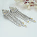 side view of multi shaped lab created diamonds crystal chandelier earrings