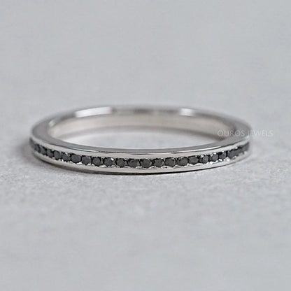 Black Round Lab Diamond channel Set Half Eternity Ring Rings