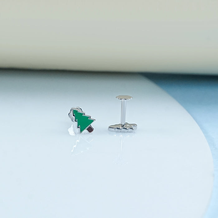 Green Enamel Christmas Tree Earrings For Kids