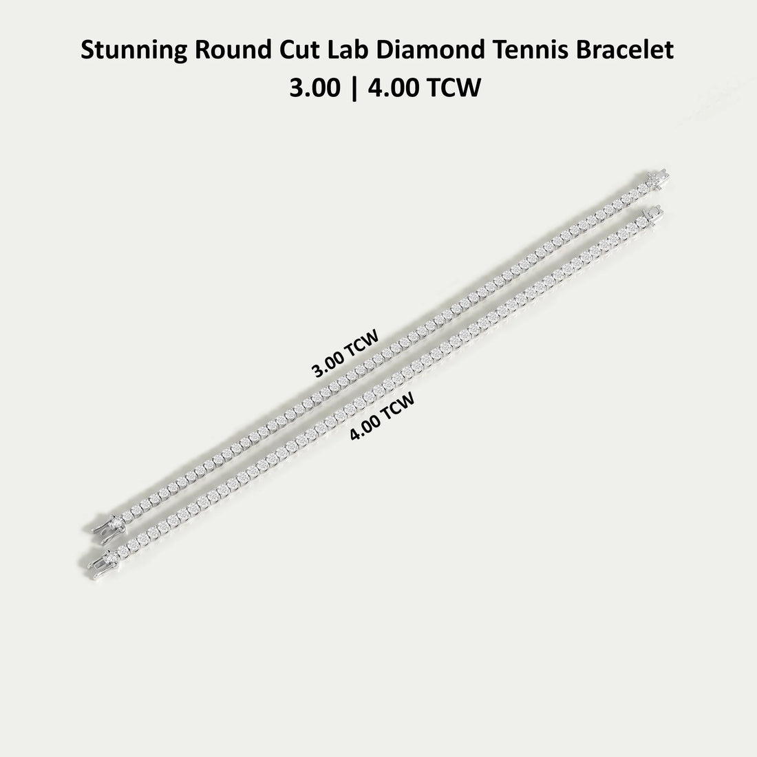 Round Cut Lab Grown Diamond Tennis Bracelet - 3.00 | 4.00 TCW Bracelet