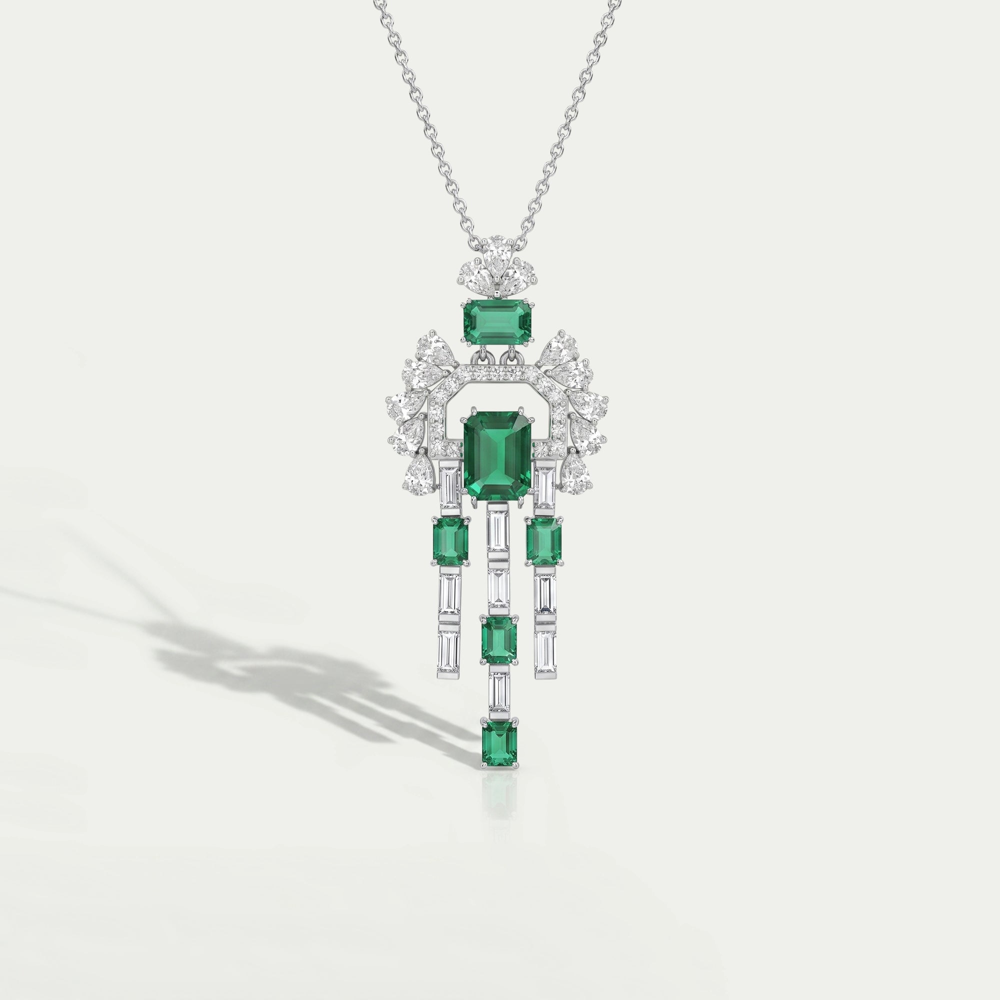 Cluster Diamond And Gemstone Pendant Necklaces
