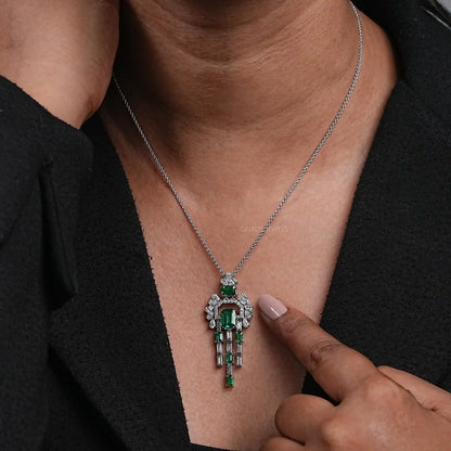 Cluster Diamond And Gemstone Pendant Necklaces