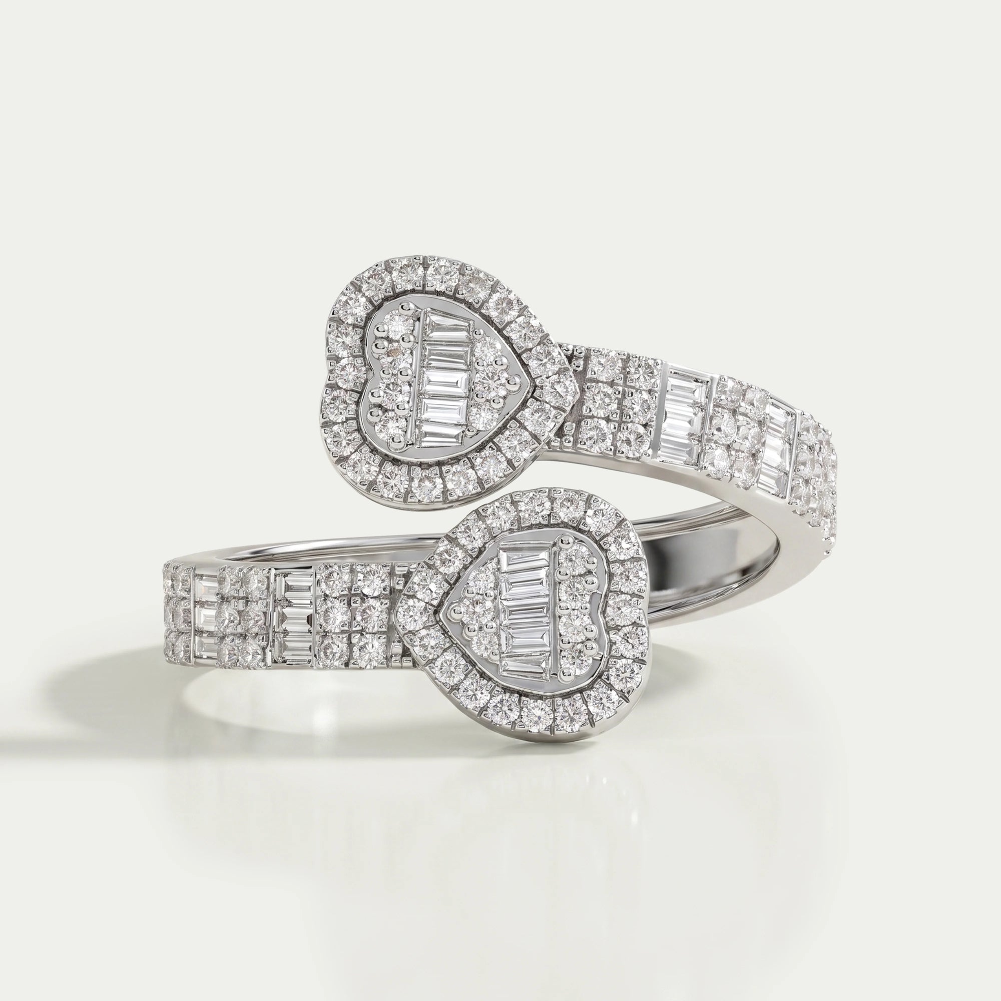 Heart Shaped Lab Grown Diamond Cluster Bypass Ring