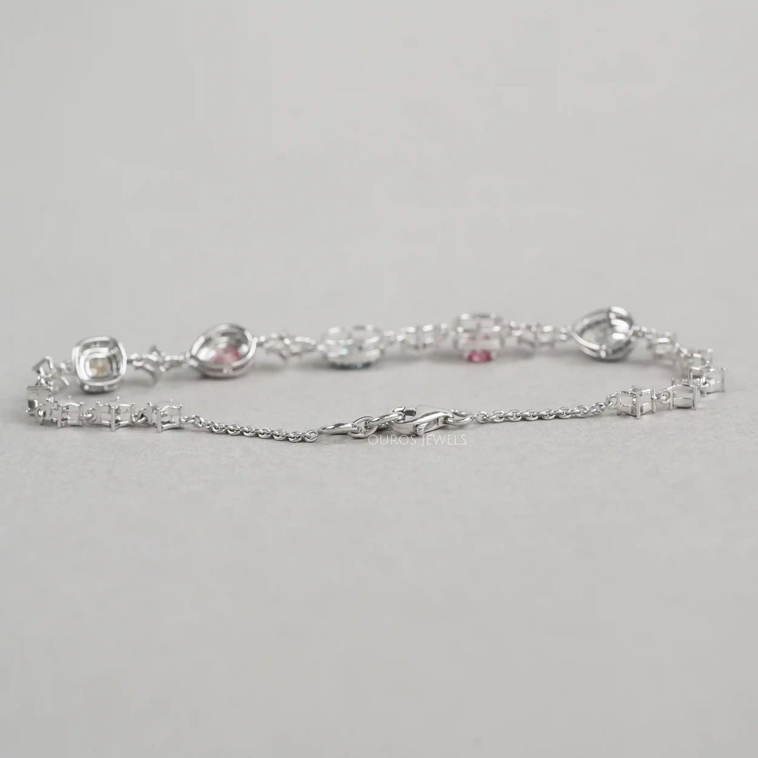 Color Diamond Halo Link Bracelet Bracelet