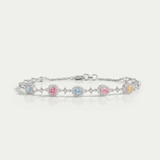 Color Diamond Halo Link Bracelet Bracelet