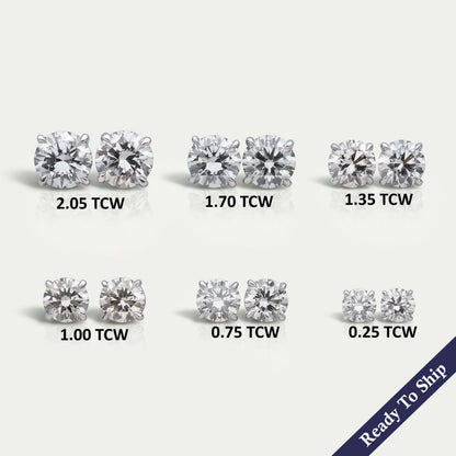 Light Green Round Diamond Stud Earrings