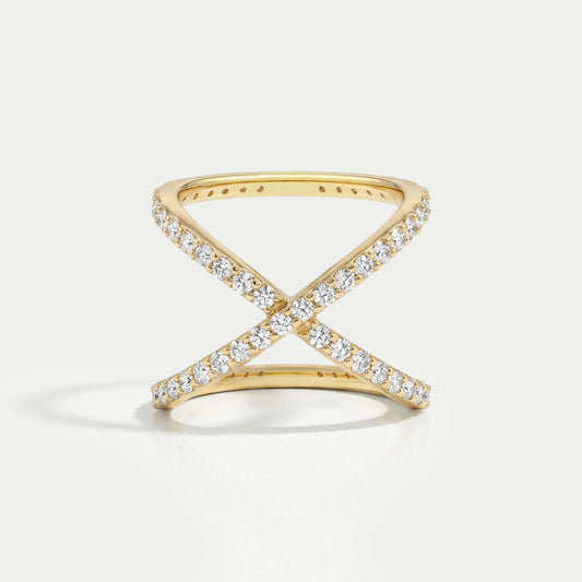 Crisscross Style Round Lab Diamond Bridal Ring