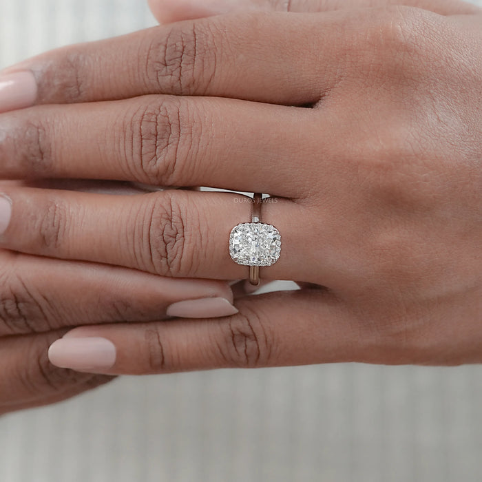 Cushion Cut Lab Diamond Halo Engagement Ring