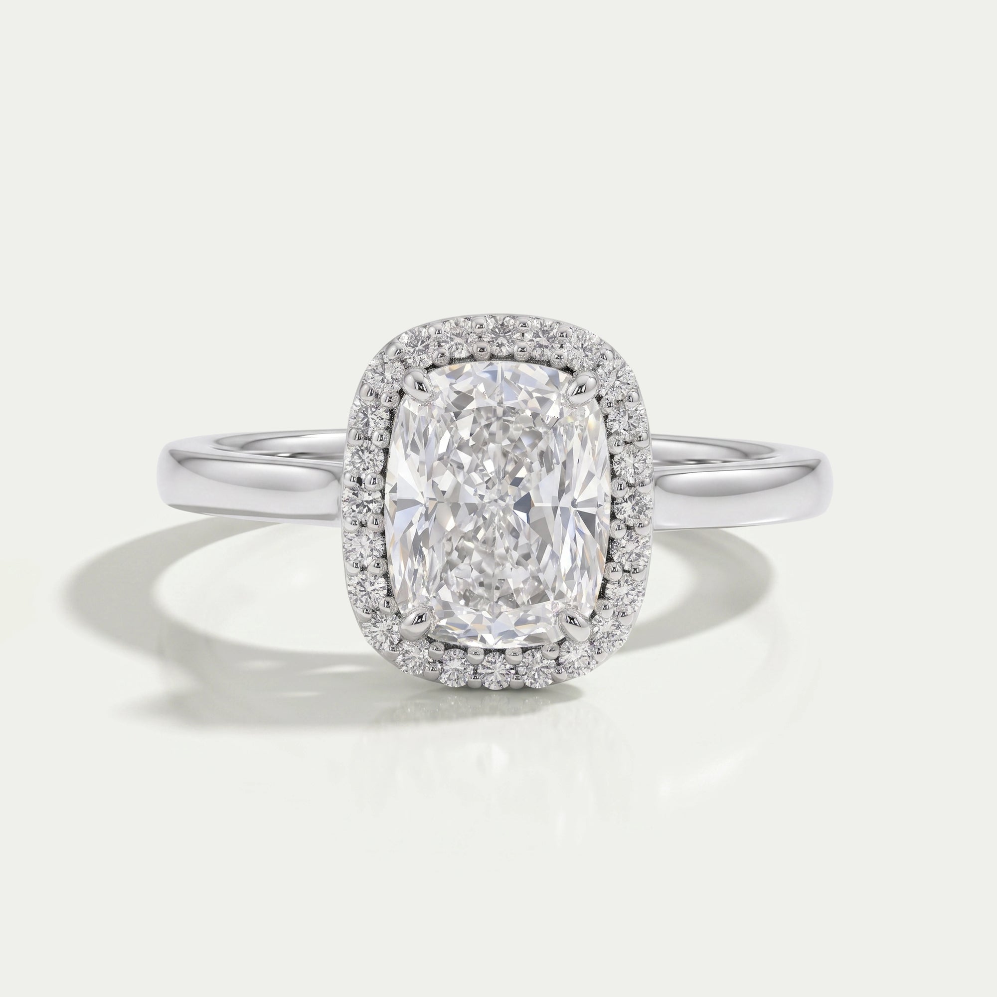Cushion Cut Halo Lab Grown Diamond Ring Ring