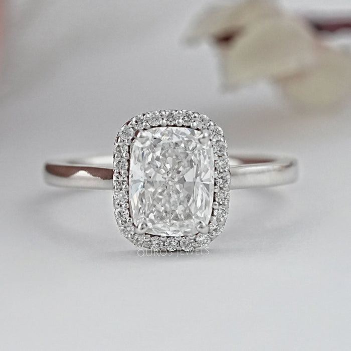 Cushion Cut Lab Diamond Halo Engagement Ring